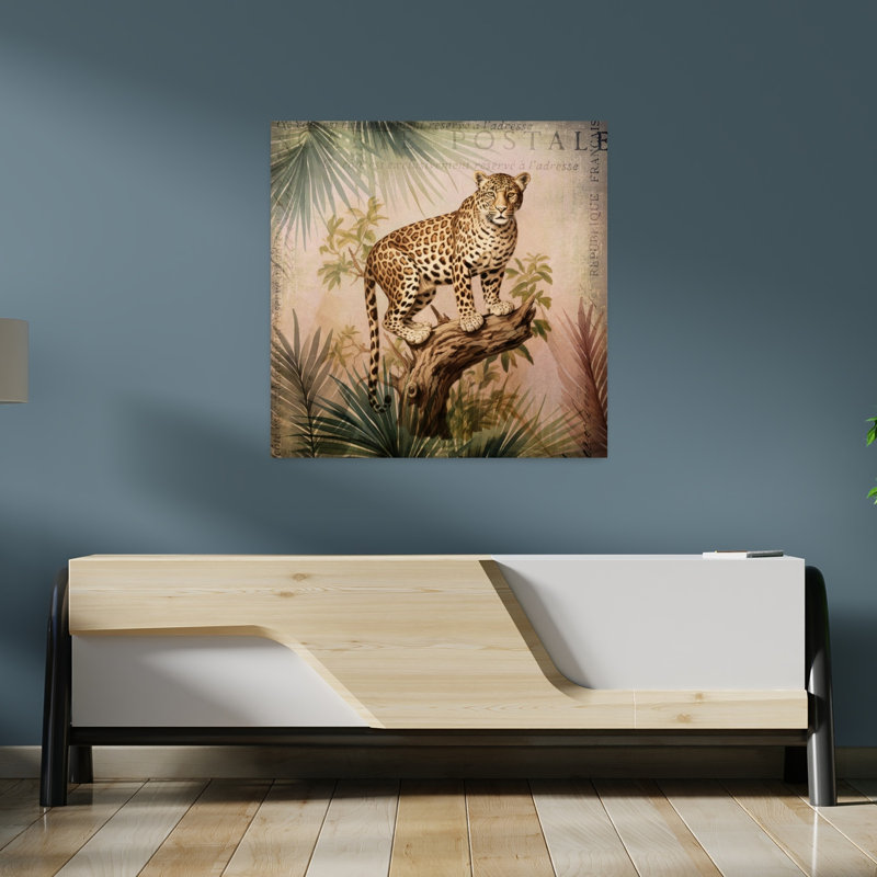 Affiche murale léopard tropical vintage, 36" H x 36" W