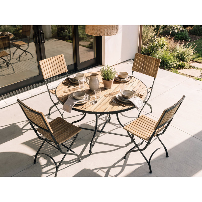 Cecilija Acacia Patio Dining Set with