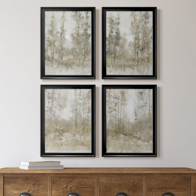 Thicket of Trees I - Ensemble de 4 peintures sur toile encadrées