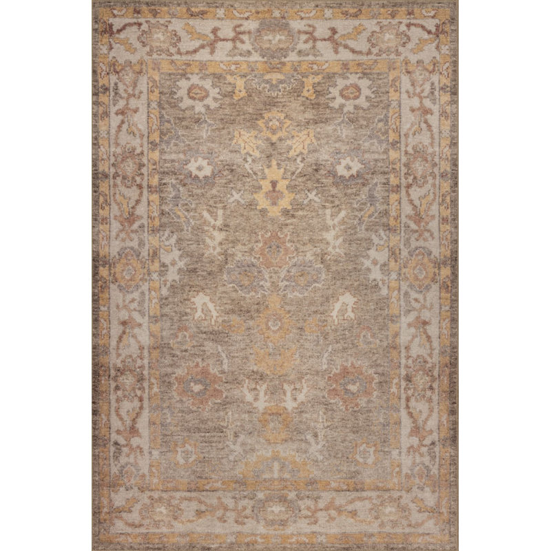 Tapis en chenille tissé à motif rétro Lucien, Rectangle 5 pi x 7 pi 7 po