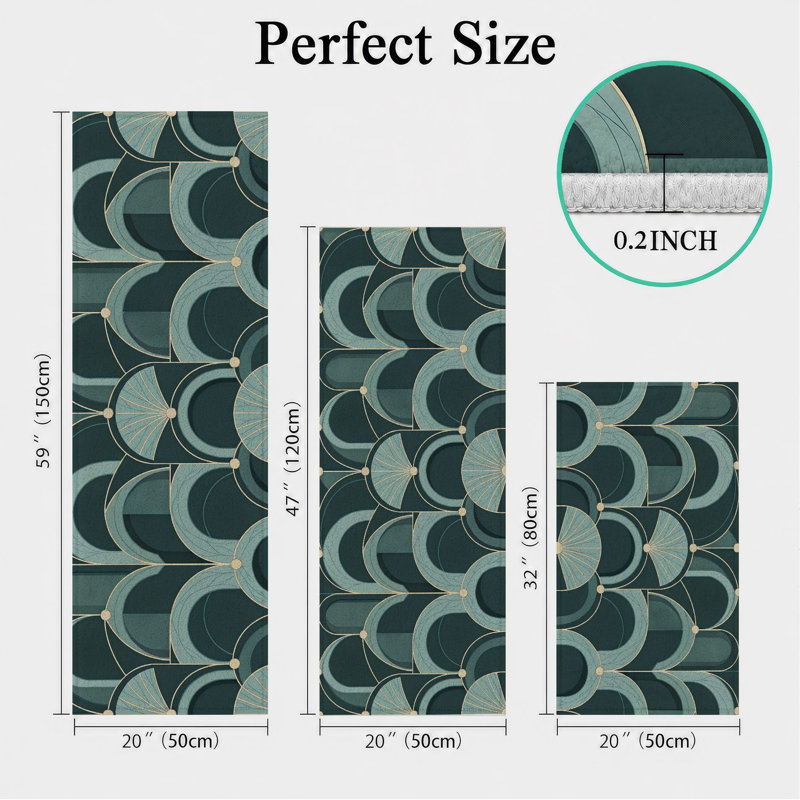 Tapis de cuisine antidérapant lavable Scallop Wave