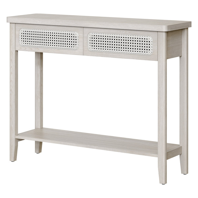 39.4" Console Table With 2 Drawers, Oatmeal Beige