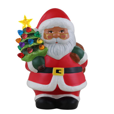 Figurine en céramique nostalgique 9 po - Père Noël noir