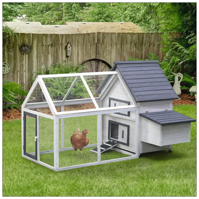 Spacious 65 Inch Wooden Chicken Coop With Detachable Run, Nesting Box, And Easy-Clean Tray For Garden And Backyard Use