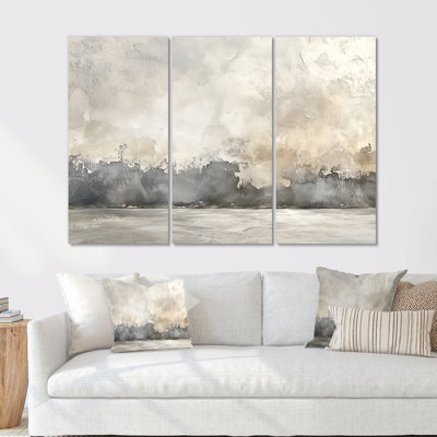 «Ocean Meets Land», art mural abstrait côtier - ensemble de 3 toiles encadrées Gavyn