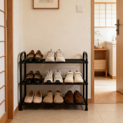 Expandable 4-Tier Shoe Rack For Small Spaces, Adjustable 18 To 32 Inch Metal Shoe Organizer For Entryway, Closet, Or Dorm, Tool-Free Installation