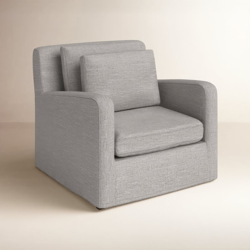 Nessa Upholstered Club Chair, Flint Gray Basketweave