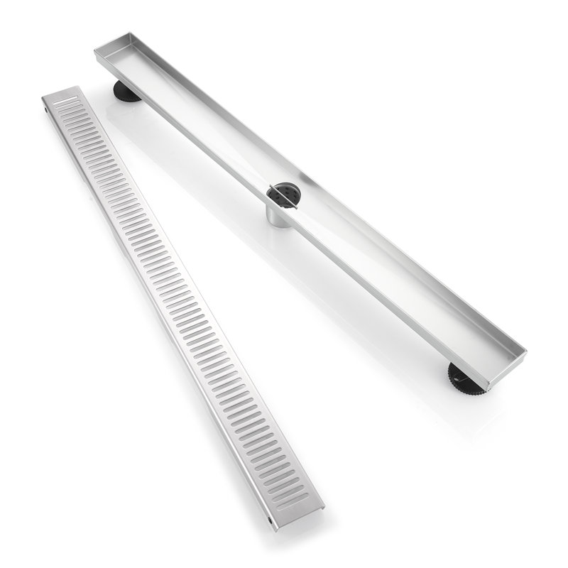 BOANN 304 Stainless Steel Rectangular Linear Shower Floor Drain (32 in), Nickel