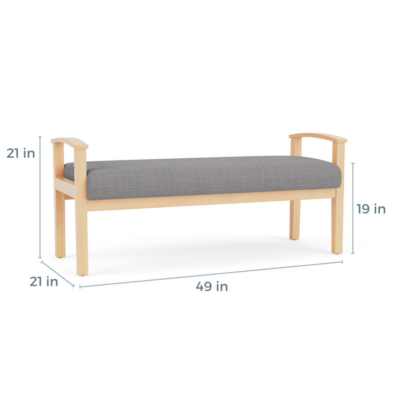 Banc en bois massif Amherst, Naturel, Gris chambray