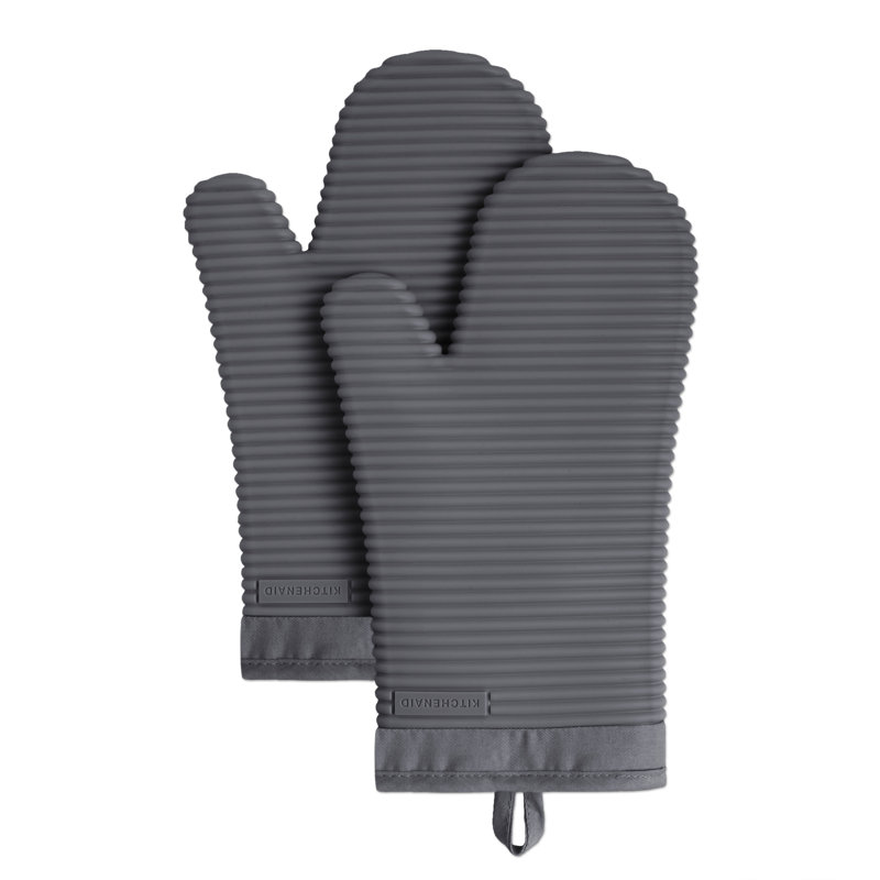 KitchenAid Ribbed Soft Silicone Oven Mitt, Charcoal Gray