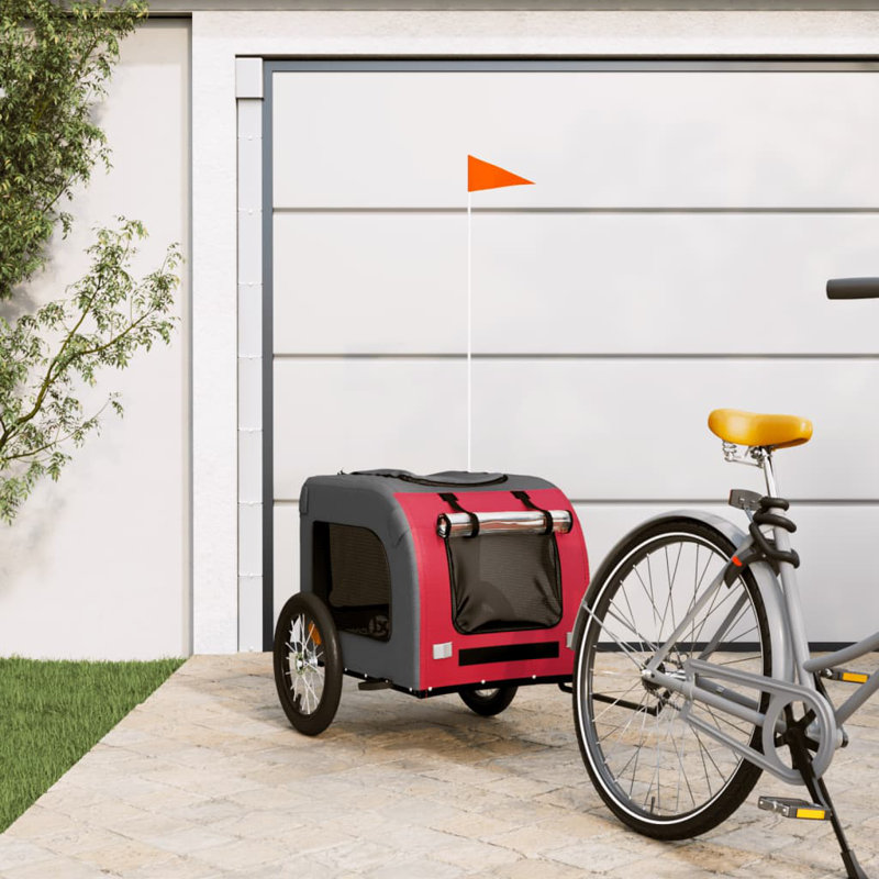 Pet Bike Trailer Oxford Fabric and Iron, 66cm H x 125cm W x 64cm D, Red