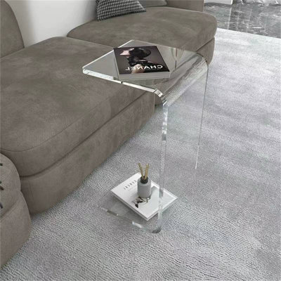 Acrylic End Table - 25.6" Modern Side Table for Living Room, Bedroom, Small Spaces, Sturdy Clear Coffee Table