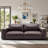 Benthe 95'' Modern Square Arm Leather Fatty Sofa Brown Down-1367532404
