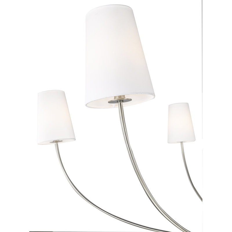 Lustre classique à 6 lumières avec abat-jour Caral, Nickel brossé, H 25,75 po x l 62 po x P 62 po, 6