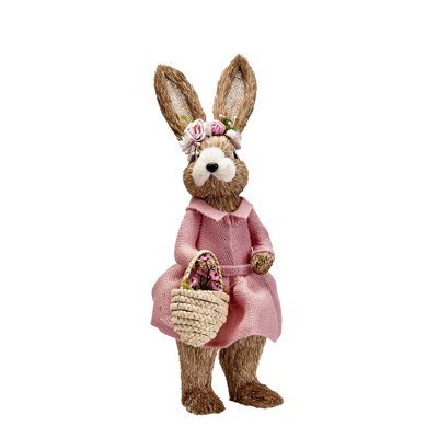 17" Standing Bunny in Dress with Basket
