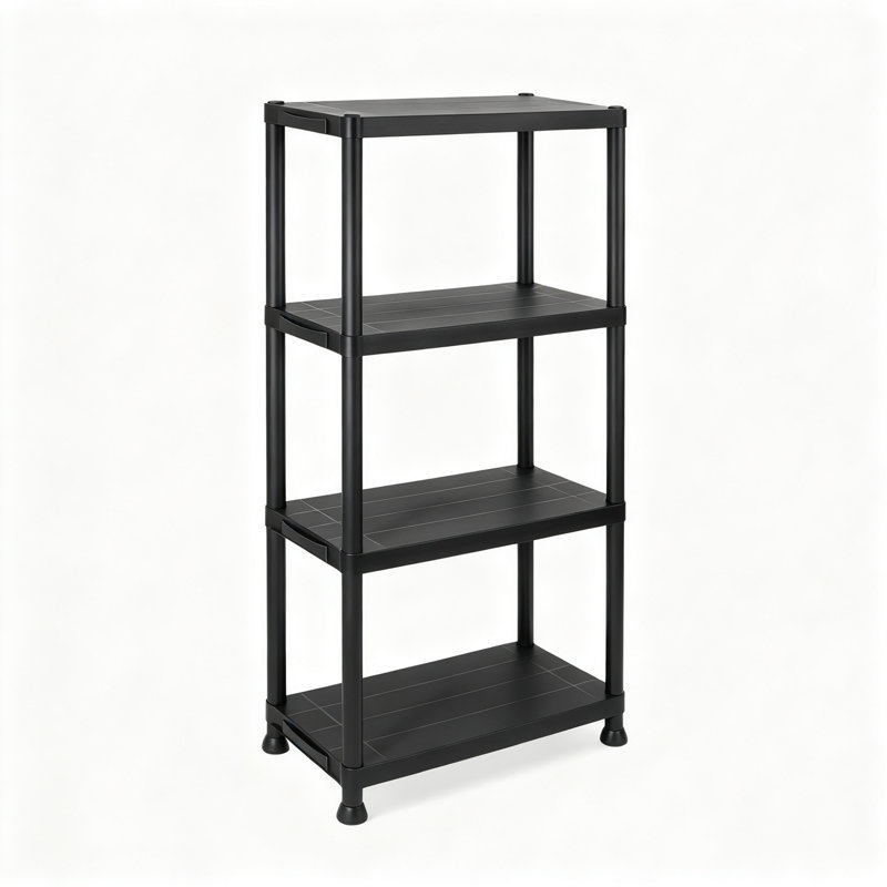 Étagère de rangement robuste en plastique à 4 niveaux, support de rangement ouvert pour la chambre de la cuisine du garage