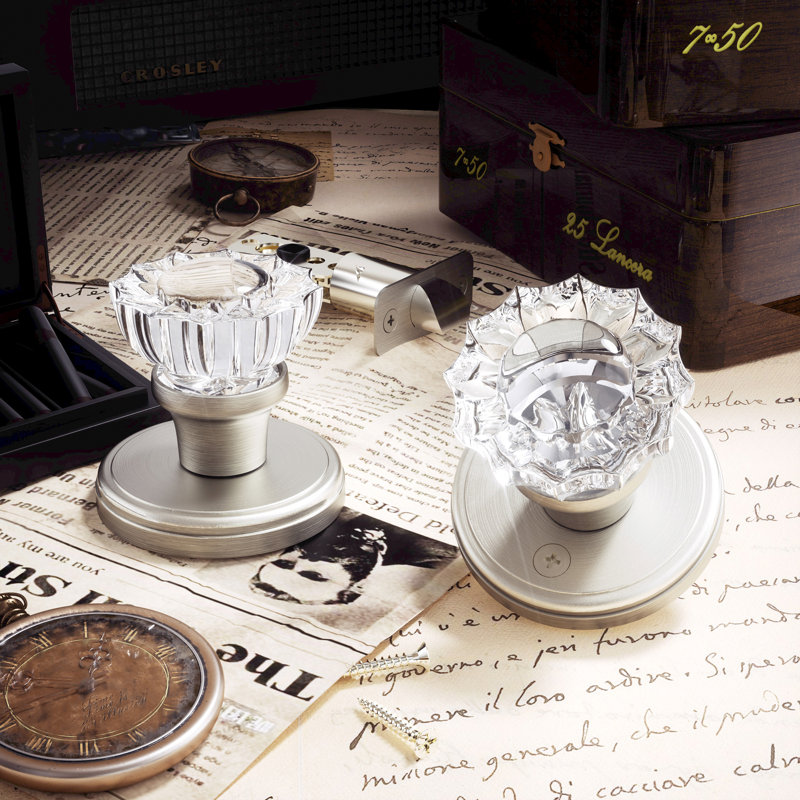 Boutons de porte en cristal Coolnews Retro Elegant Series, Nickel satiné
