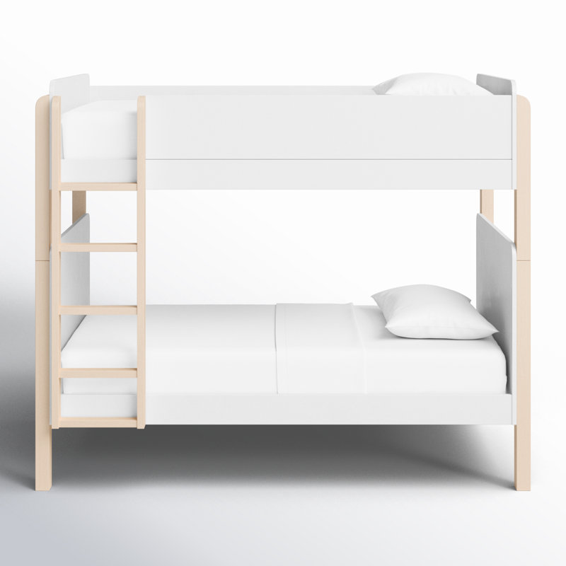 TipToe Twin Bunk Bed, White/Light Brown