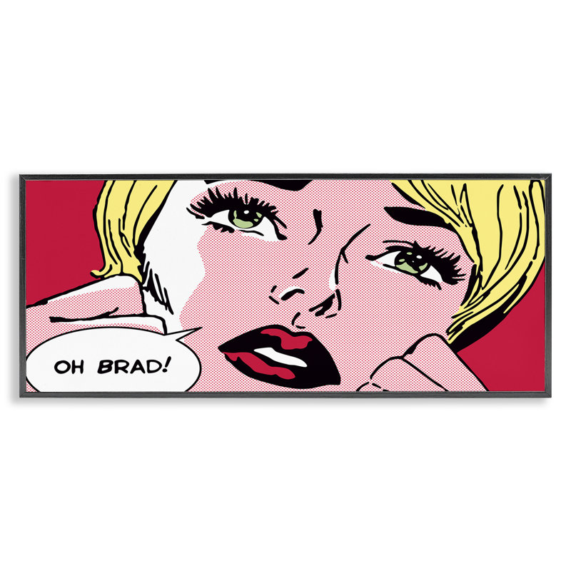 Iconic Pop Comic Woman Framed Giclee, design by Sheila B., 10" H x 24" W, Midnight Black Framed Giclee