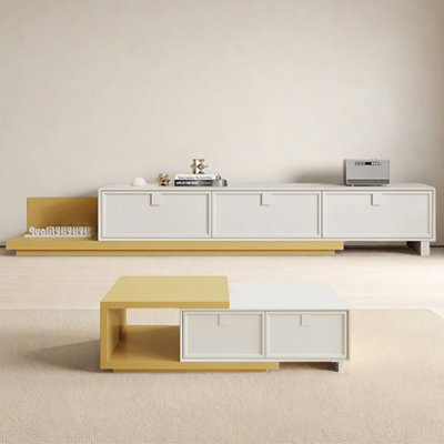 Expandable Solid Wood TV Stand & Coffee Table Set