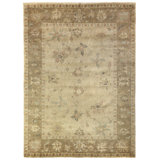 Antique Weave Oushak Wool Oriental Area Rug in Brown/Ivory/Beige