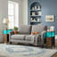 LED Narrow Side Tables Set of 2, Slim End Table with Fabric Drawer and Charging Station-548319344-549842660