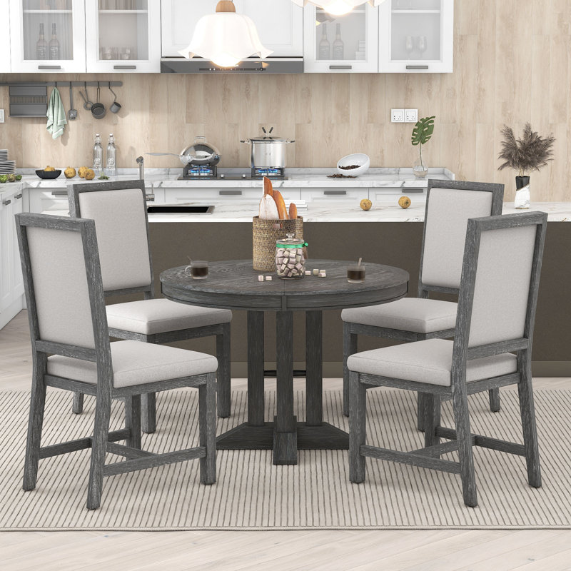 4 - Person Extendable Pedestal Dining Set, Black