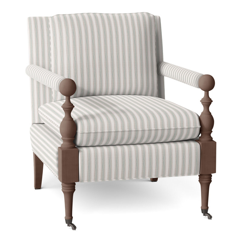 Fauteuil Leslie, Noyer, Perigold ‑ cendre à rayures Piccadilly