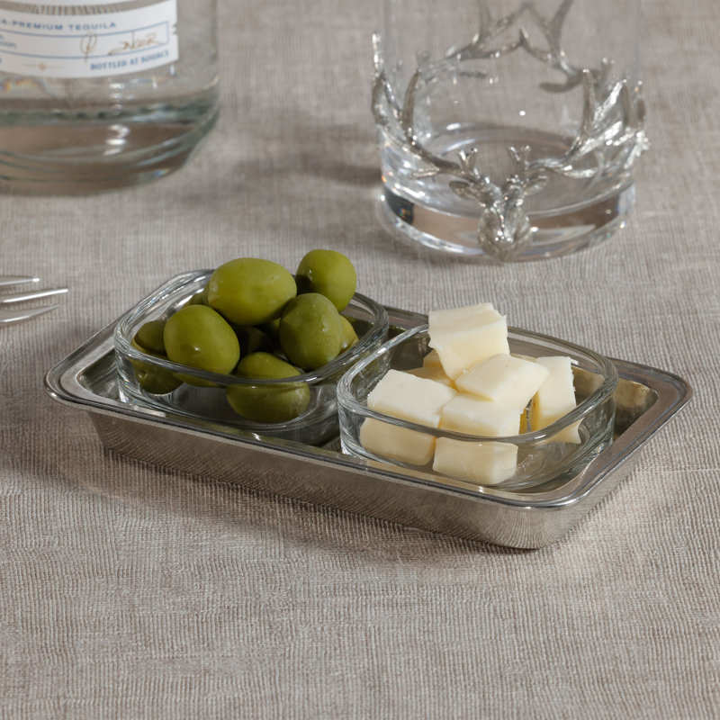 Castaldo Pewter & Glass Condiment Set, Double