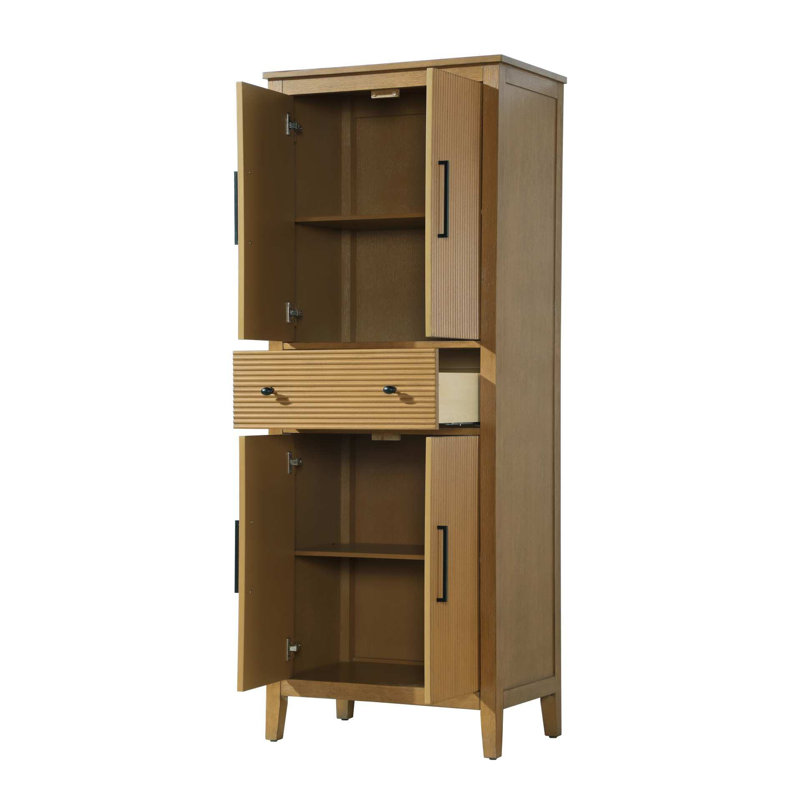 Bath Storage Cabinet, 72" H x 28" W x 18" D, Honey Teak