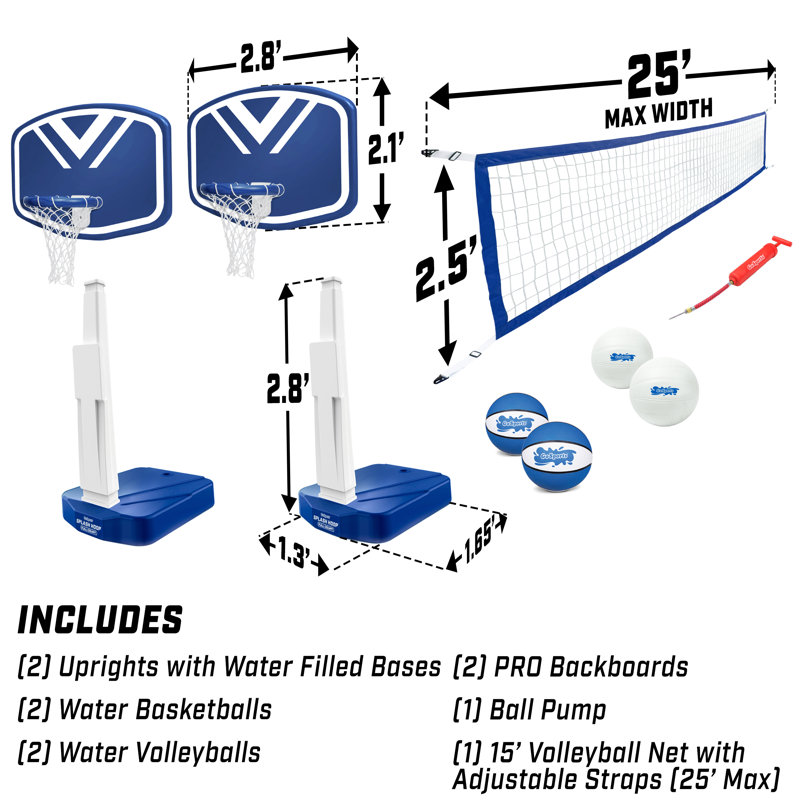 Ensemble de jeu de basketball et de volleyball 2-en-1 Gosports Splash Hoop
