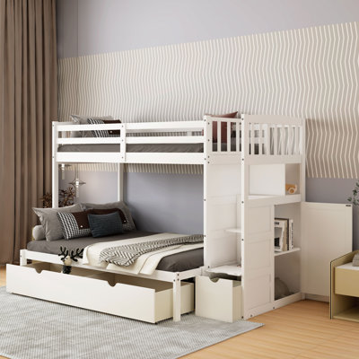 Geonna Twin over Twin/Full Solid Wood Standard Bunk Bed by Harriet Bee by Harriet Bee