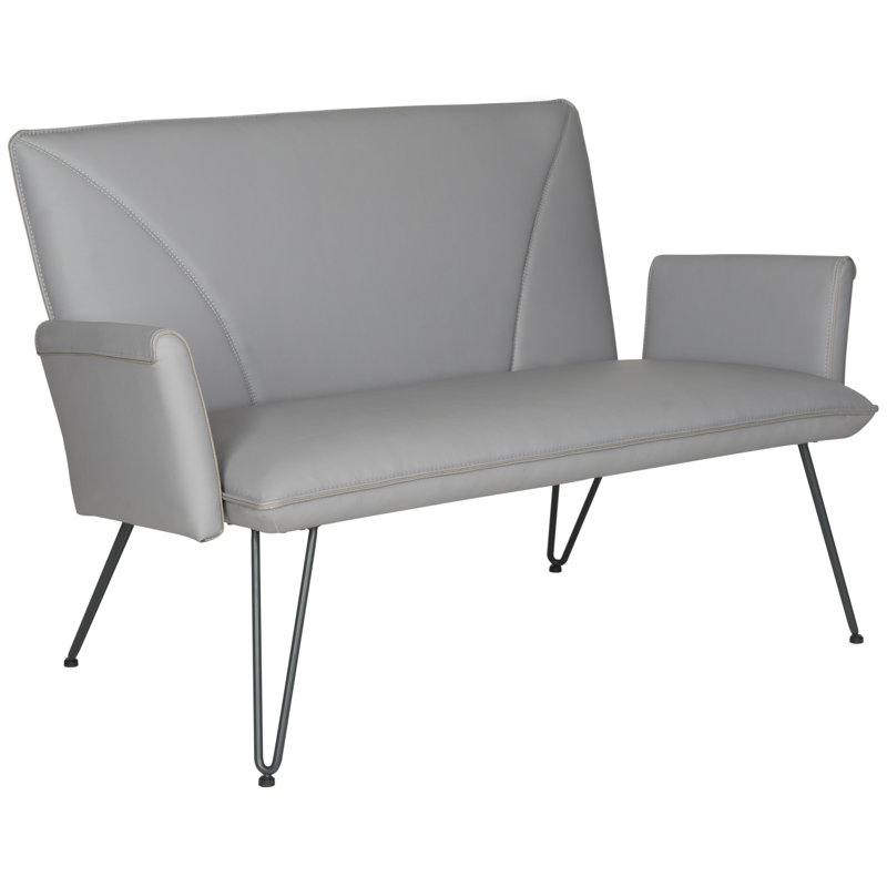 Dormilee 51.9'' Faux Leather Loveseat, Gray Faux Leather