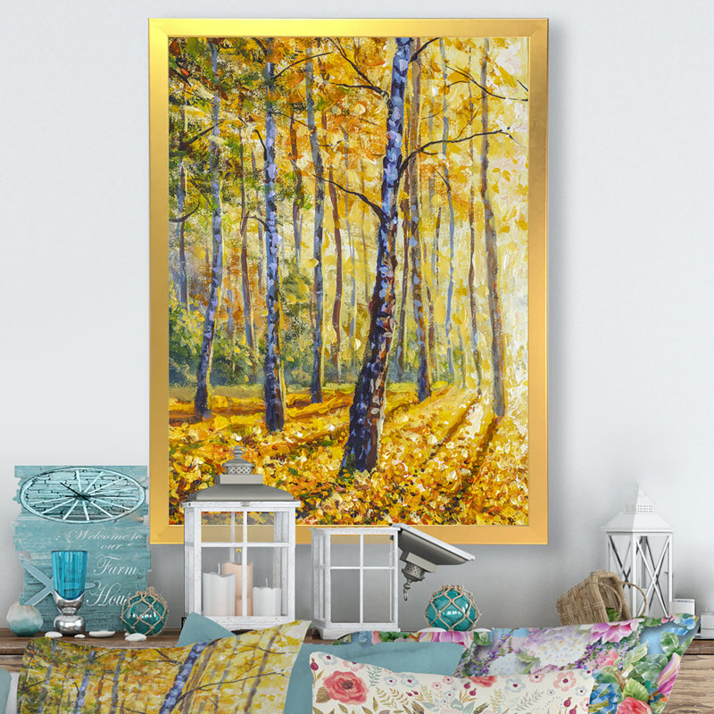 Chemin vers la forêt de bouleaux - décoration murale traditionnelle en toile, H 40 po x l 30 po x P 1,5 po