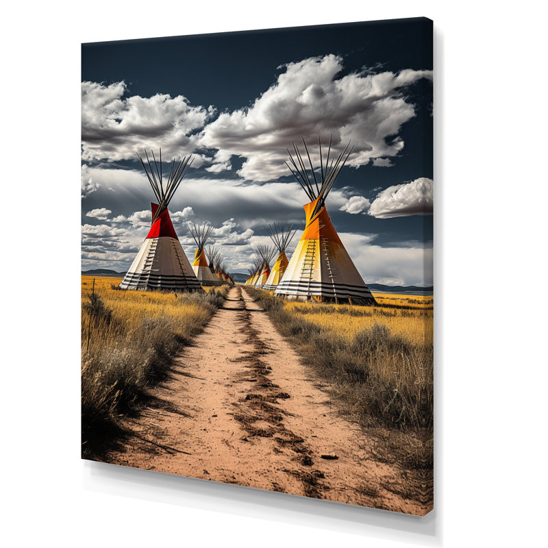 «Yellow Native Tipi Path to Spirituality I», reproduction sur toile, H 32 po x l 16 po x P 1 po, Toile tendue