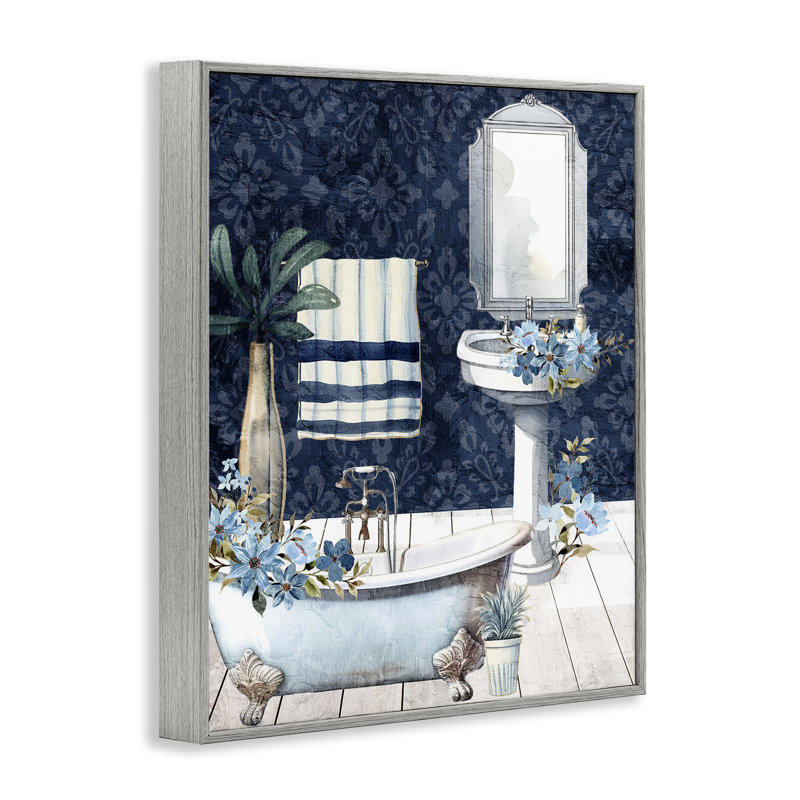Scène florale bleue, giclée, par Kim Allen, Estampe numérique Farmhouse, H 20 po x l 16 po