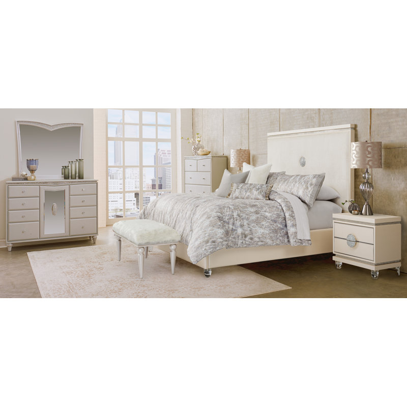 Odessa Comforter Set - Mist, Queen Comforter + 2 Standard Shams + 3 Throw Pillo