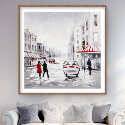 Peaceful street scene - White Woman matted print for decor