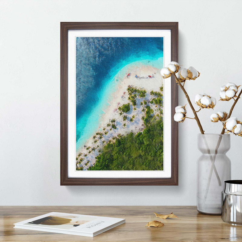 Beach In Caracas Venezuela - Single Picture Frame Painting, 33cm H x 24cm W x 2cm D, Walnut Framed