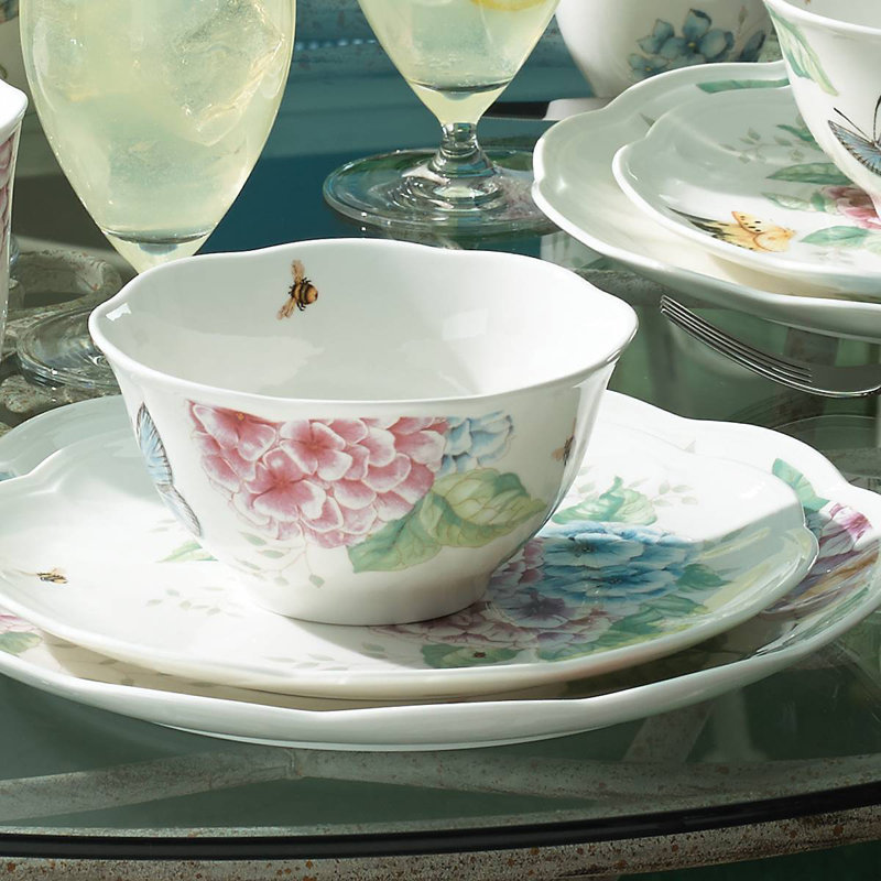 Lenox Butterfly Meadow Hydrangea 12 Piece Dinnerware Set, Service for 4