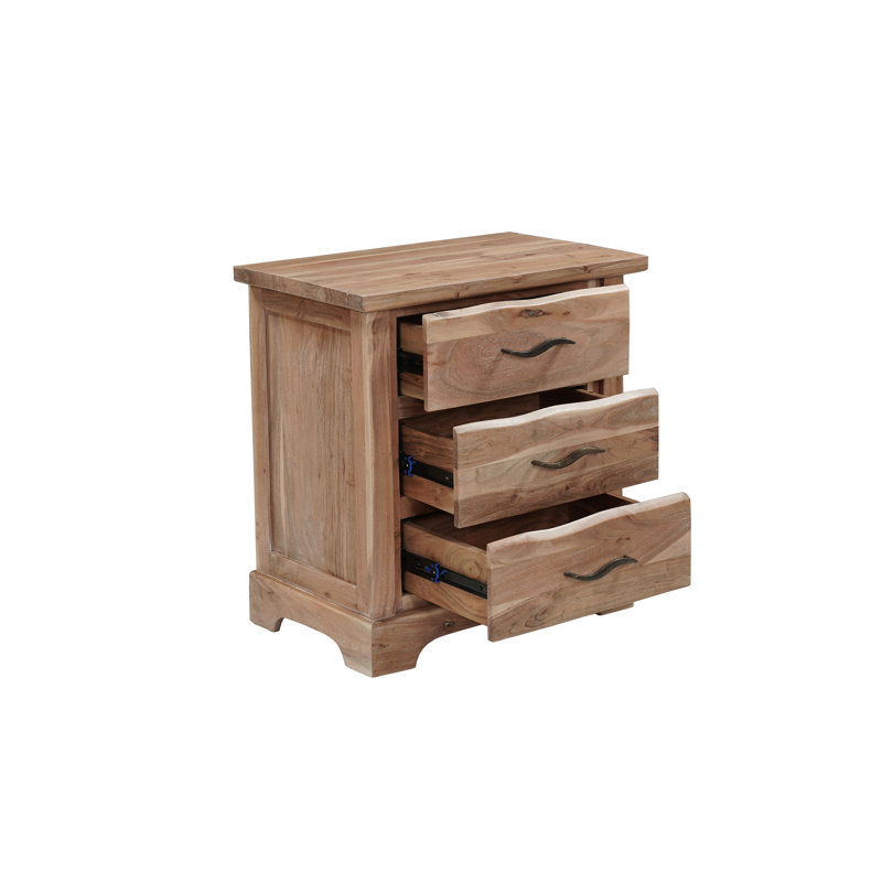 Table de chevet 3 tiroirs Chaliyah, Nutmeg Brown