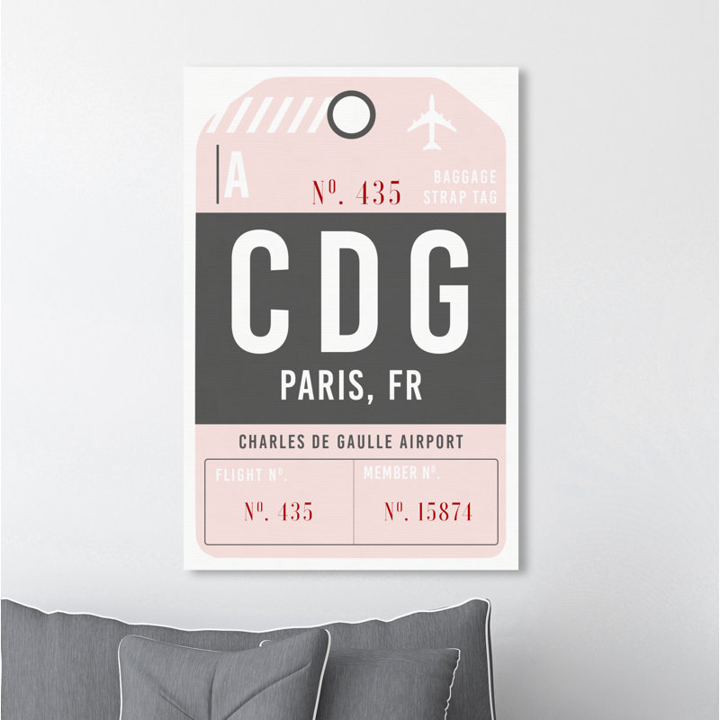 « paris bagage tag », impression, H 15 po x l 10 po x P 1,5 po, Toile tendue