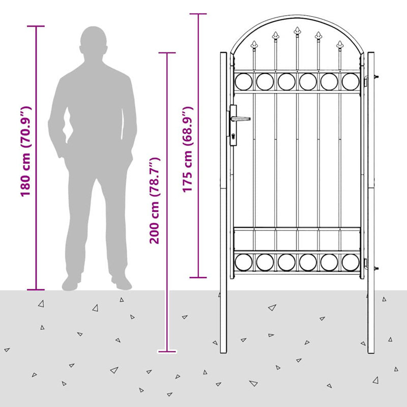 Gate with Gate in Grey, 100 x 175 cm