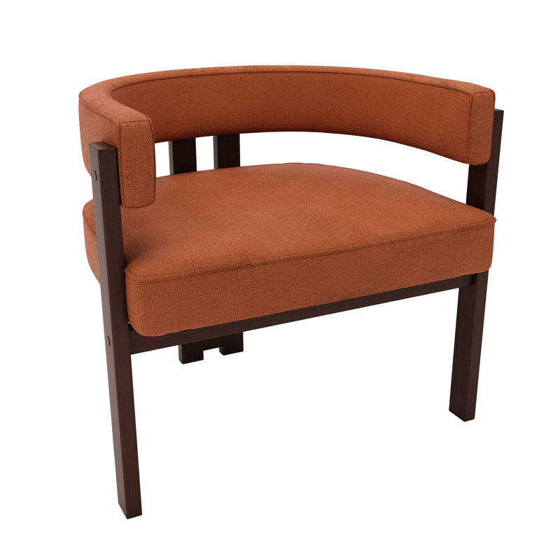 Fauteuil ouvert à dossier ouvert, tissu chenille et élégant, orange, 3 pieds, avec revêtement confortable pour la salle à manger