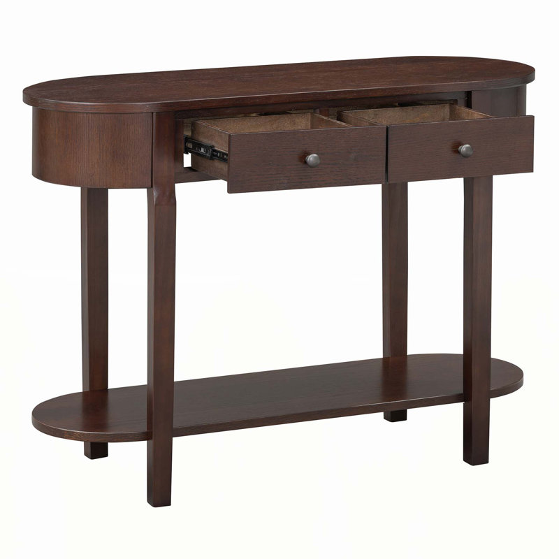 Elegant Retro Console Table with Curved Design and Smooth Glaze for Entryways, Living Rooms and hallways, Espresso
