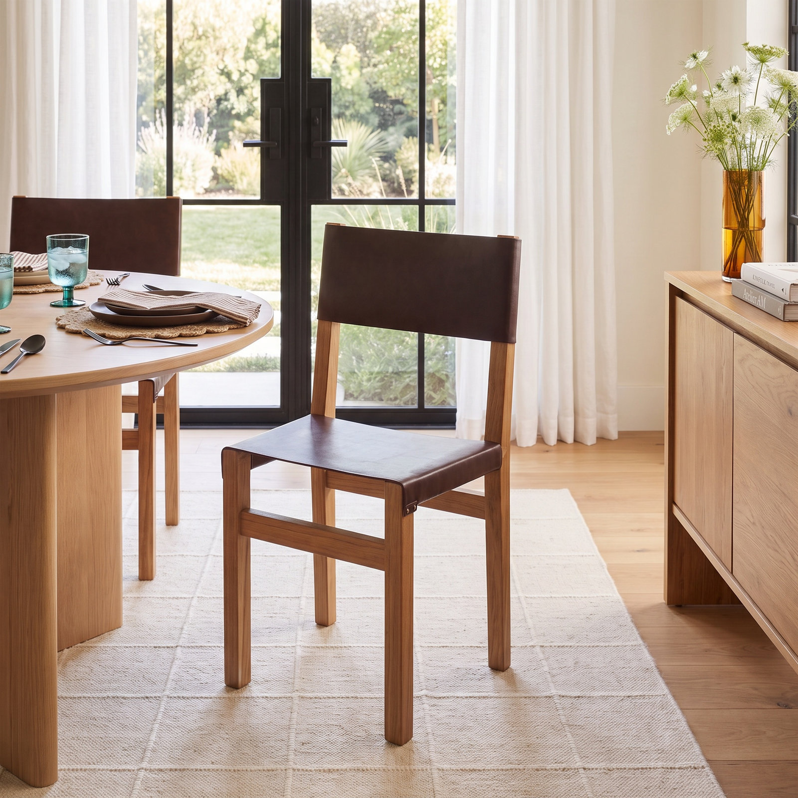 Canele Teak Dining Chair, Black