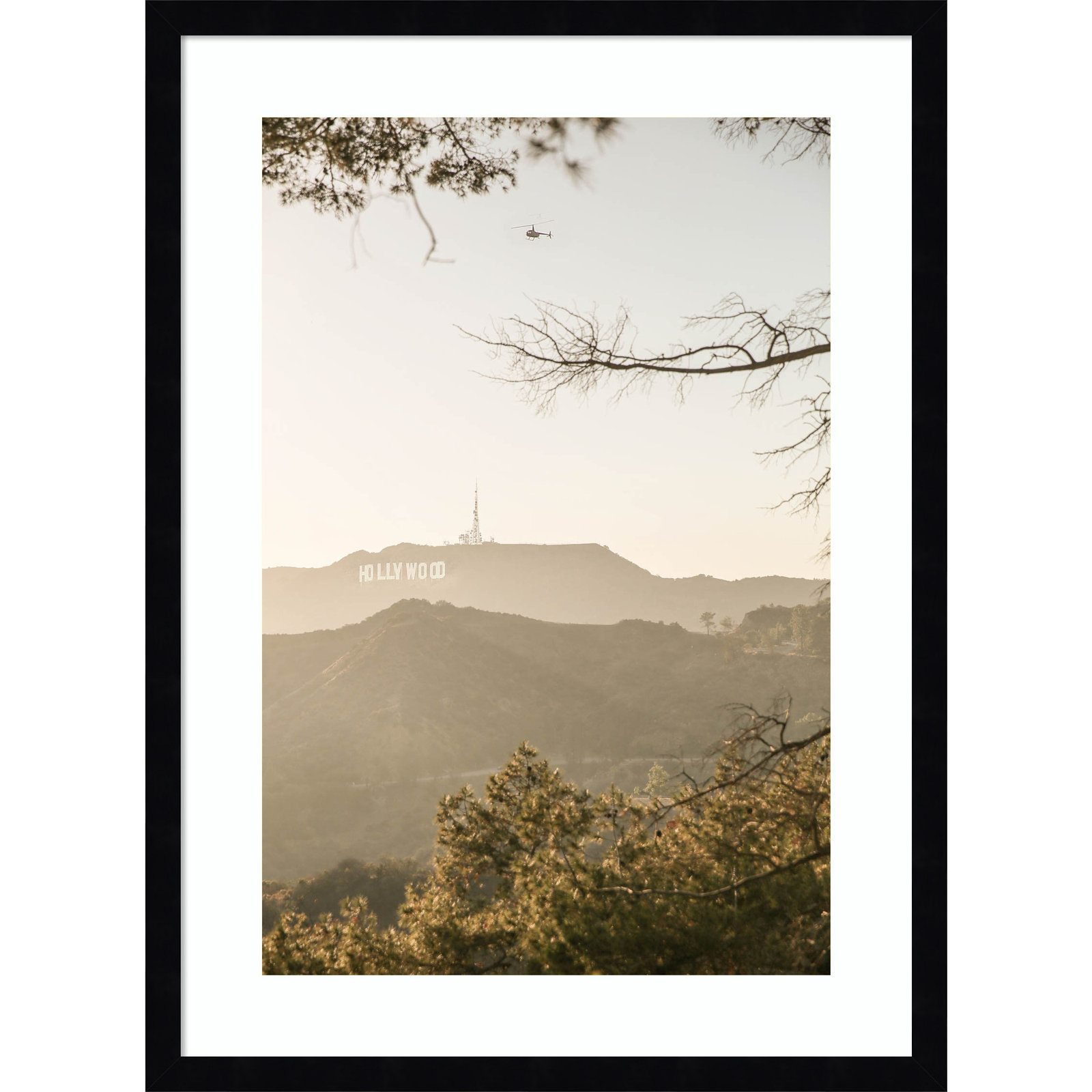 Daisey "Hollywood Hills" Print, Black , 25" H x 19" W
