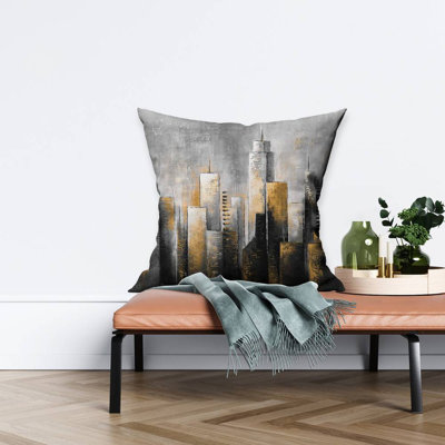 Abstract skyline - 26"x26" Throw pillow cover - Poly twill - Print on demand