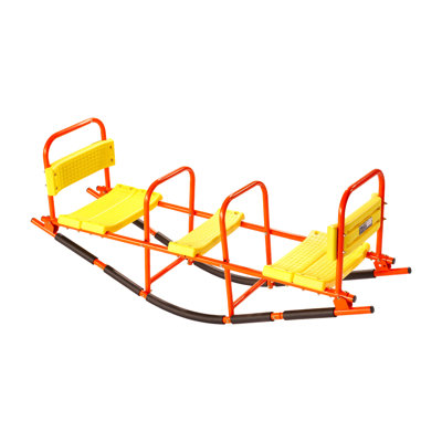 Kids Seesaw, 200 lbs Capacity, Metal Teeter Totter with Handles, Outdoor Playground Equipment for Children Aged 3+, Suitable for Lawn, Backyard, and Playground, 2 Seats
