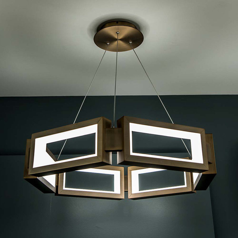 Mies 6 - Light LED Chandelier, 5.25" H x 29" W x 29" D 